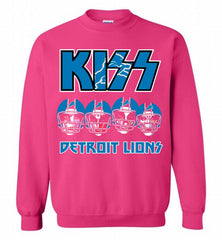 Kiss Detroit Lions Logo Crewneck Sweatshirt - zezetee