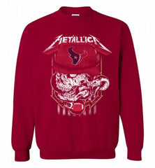 Metallica Skull Snake Houston Texans Crewneck Sweatshirt - zezetee