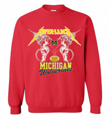 Metallica Michigan Wolverines Logo Crewneck Sweatshirt - zezetee