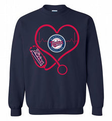 Nurse Heartbeat Minnesota Twins Crewneck Sweatshirt - zezetee