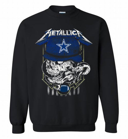 Metallica Skull Snake Dallas Cowboys Crewneck Sweatshirt - zezetee