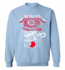Metallica Skull Cincinnati Reds Logo Crewneck Sweatshirt - zezetee