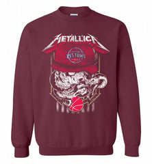 Metallica Skull Snake Detroit Pistons Crewneck Sweatshirt - zezetee