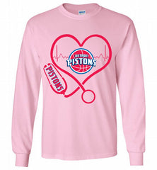 Nurse Heartbeat Love Detroit Pistons Gildan Long Shirt - zezetee