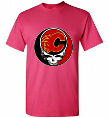 NHL TEAM CALGARY FLAMES X GRATEFUL DEAD LOGO BAND Shirt - zezetee