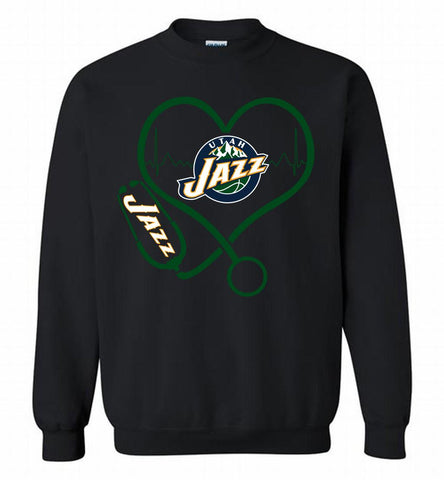 Nurse Heartbeat Love Utah Jazz Crewneck Sweatshirt - zezetee