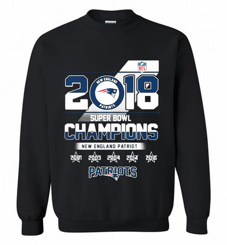 2018 SUPER BOWL CHAMPIONS NEW ENGLAND PATRIOTS Crewneck Sweatshirt - zezetee