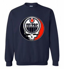 NHL TEAM EDMONTON OILERS X GRATEFUL DEAD LOGO BAND Crewneck Sweatshirt - zezetee
