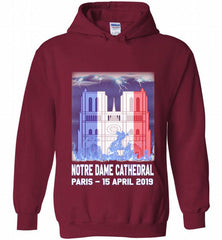Notre Dame Cathedral in Paris on fire 15th april 2019 T-Shirt French Cathedral Hoodie - zezetee
