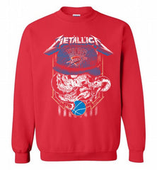 Metallica Skull Snake Oklahoma City Thunder Crewneck Sweatshirt - zezetee