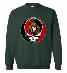 NHL TEAM OTTAWA SENATORS X GRATEFUL DEAD LOGO BAND Crewneck Sweatshirt - zezetee
