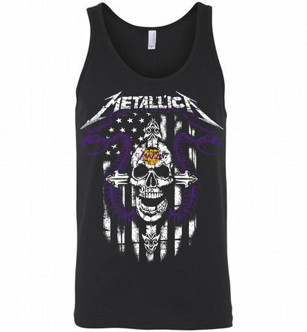 Metallica Snake Skull Los Angeles Lakers Logo Tank - zezetee