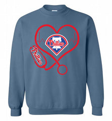 Nurse Heartbeat Philadelphia Phillies Crewneck Sweatshirt - zezetee