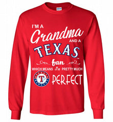 I'M A Grandma And A Texas Rangers Fans Gift Gildan Long Shirt - zezetee