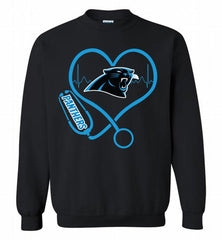 Nurse Heartbeat Carolina Panthers Crewneck Sweatshirt - zezetee