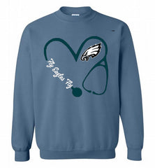 PHILADELPHIA EAGLES LOVE NURSE FLY EAGLES FLY Crewneck Sweatshirt - zezetee
