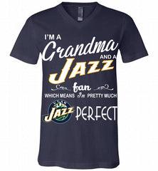 I'M A Grandma And A Utah Jazz Fans Perfect V-Neck Shirt - zezetee
