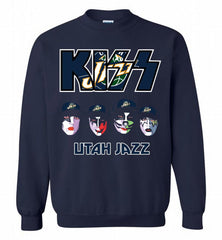 Kiss Utah Jazz Logo Crewneck Sweatshirt - zezetee