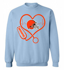 Nurse Heartbeat Cleveland Browns Crewneck Sweatshirt - zezetee