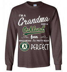 I'M A Grandma And A Oakland Athletics Fans Gift Gildan Long Shirt - zezetee