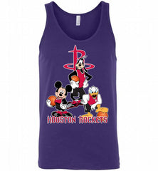 Mickey Goofy Donald Loves Houston Rockets Basketball Fans Tank - zezetee