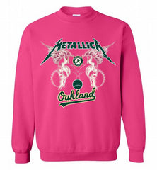 Metallica Oakland Athletics Logo Crewneck Sweatshirt - zezetee