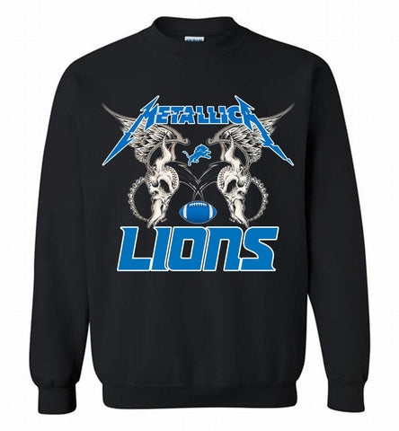 Metallica Detroit Lions Logo Crewneck Sweatshirt - zezetee
