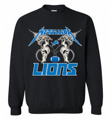 Metallica Detroit Lions Logo Crewneck Sweatshirt - zezetee