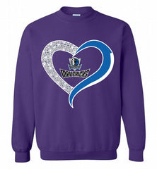Dallas Mavericks In Diamond Heart Crewneck Sweatshirt - zezetee