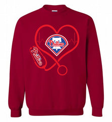 Nurse Heartbeat Philadelphia Phillies Crewneck Sweatshirt - zezetee