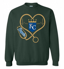 Nurse Heartbeat Kansas City Royals Crewneck Sweatshirt - zezetee