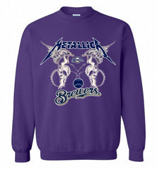 Metallica Milwaukee Brewers Logo Crewneck Sweatshirt - zezetee