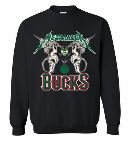 Metallica Milwaukee Bucks Logo Crewneck Sweatshirt - zezetee