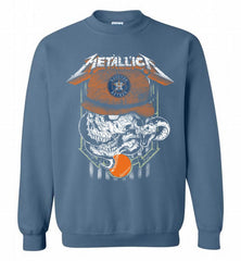 Metallica Skull Houston Astros Logo Crewneck Sweatshirt - zezetee