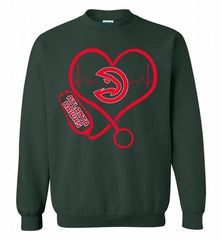 Nurse Heartbeat Love Atlanta Hawks Crewneck Sweatshirt - zezetee