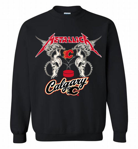 Metallica Calgary Flames Logo Crewneck Sweatshirt - zezetee