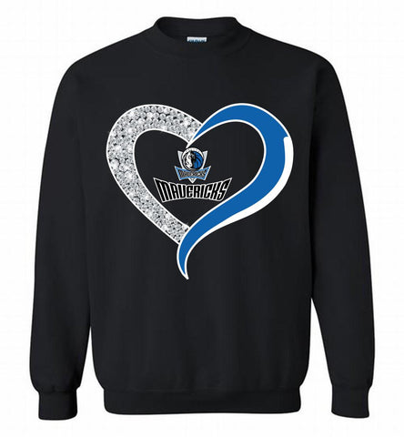 Dallas Mavericks In Diamond Heart Crewneck Sweatshirt - zezetee