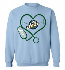 Nurse Heartbeat Love Utah Jazz Crewneck Sweatshirt - zezetee