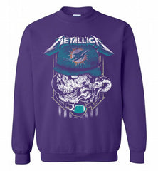 Metallica Skull Snake Miami Dolphins Crewneck Sweatshirt - zezetee