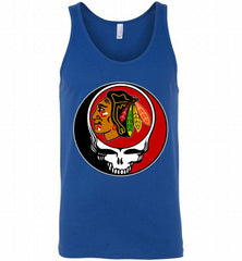 NHL TEAM CHICAGO BLACKHAWKS X GRATEFUL DEAD LOGO BAND Tank - zezetee