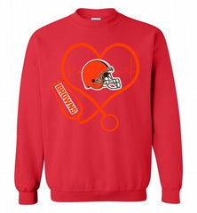 Nurse Heartbeat Cleveland Browns Crewneck Sweatshirt - zezetee