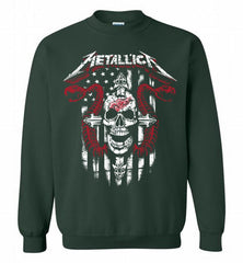 Metallica Snake Skull Detroit Red Wings Logo Crewneck Sweatshirt - zezetee