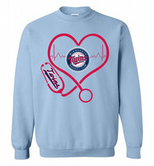 Nurse Heartbeat Minnesota Twins Crewneck Sweatshirt - zezetee