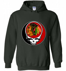 NHL TEAM CHICAGO BLACKHAWKS X GRATEFUL DEAD LOGO BAND Hoodie - zezetee