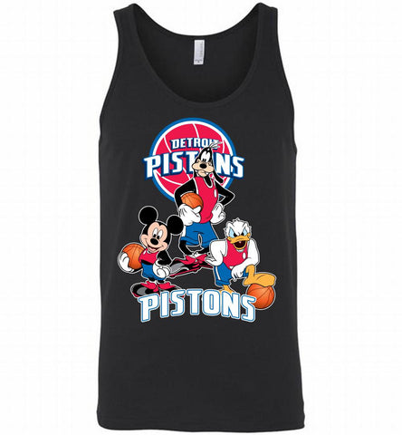 Mickey Goofy Donald Loves Detroit Pistons Basketball Fans Tank - zezetee