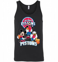 Mickey Goofy Donald Loves Detroit Pistons Basketball Fans Tank - zezetee
