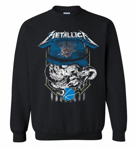 Metallica Skull Snake Oklahoma City Thunder Crewneck Sweatshirt - zezetee