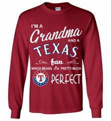 I'M A Grandma And A Texas Rangers Fans Gift Gildan Long Shirt - zezetee