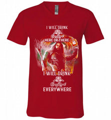 AQUAMAN I WILL DRINK CROWN ROYAL HERE THERE I WILL DRINK CROWN ROYAL EVERYWHERE V-Neck Shirt - zezetee