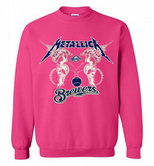 Metallica Milwaukee Brewers Logo Crewneck Sweatshirt - zezetee